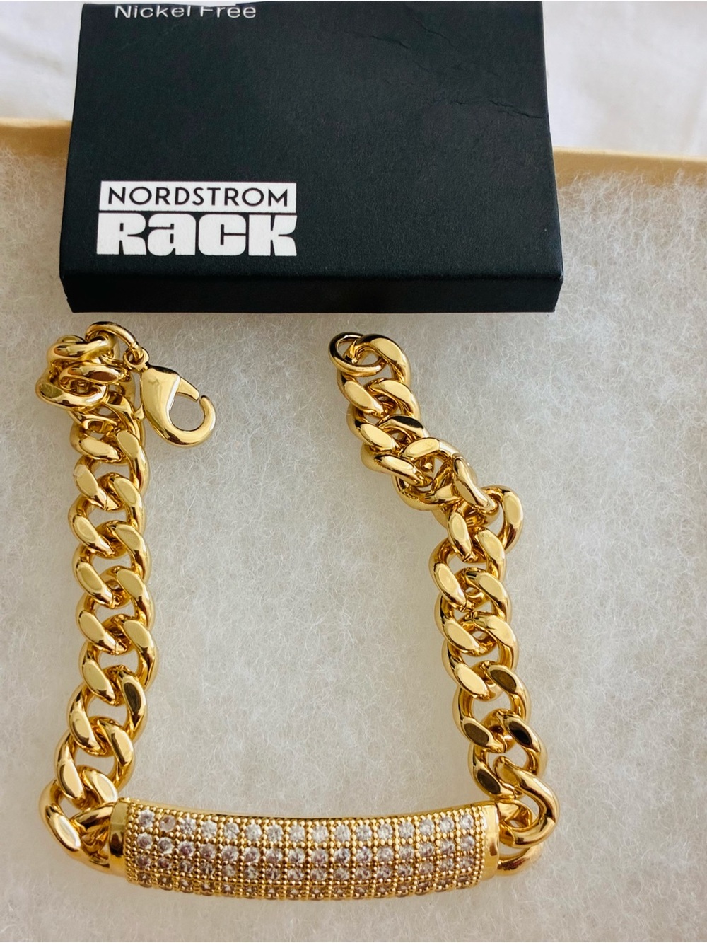 Nordstrom Gold Pave Curb-Chain Bracelet - Picture 7 of 8
